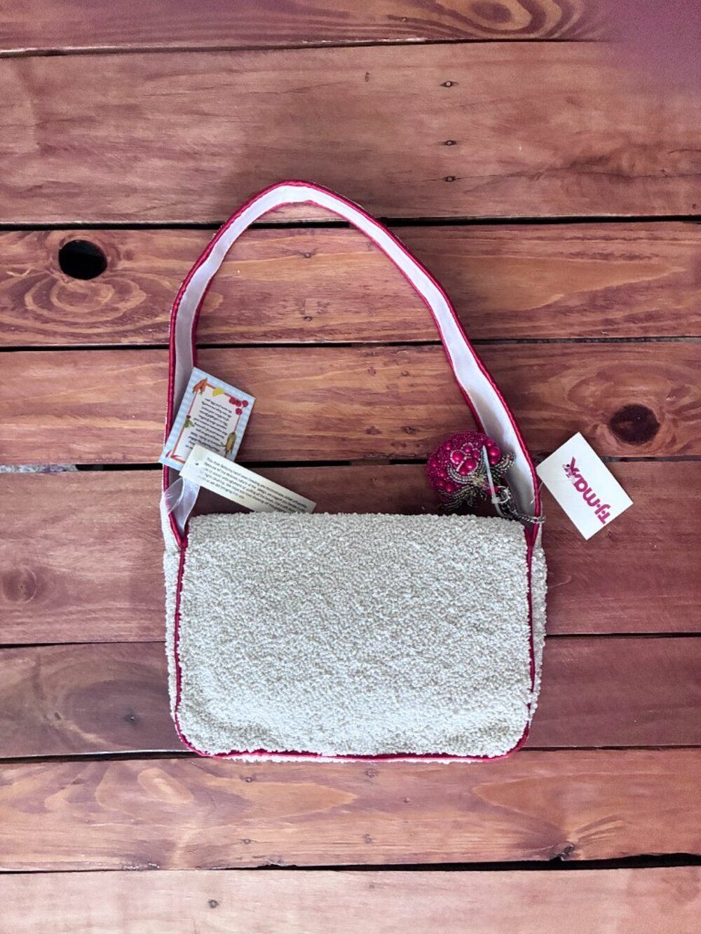 NWT VIRAL T.J.Maxx Beaded Tomato Purse - Picture 6 of 10